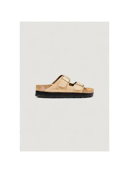 Pantofi Birkenstock cu platformă din piele bej