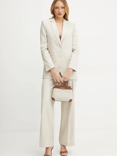 Льняний жакет MICHAEL Michael Kors однобортний однотонна бежевий