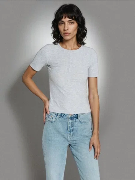 Блузка з тканини з високим вмістом сірий