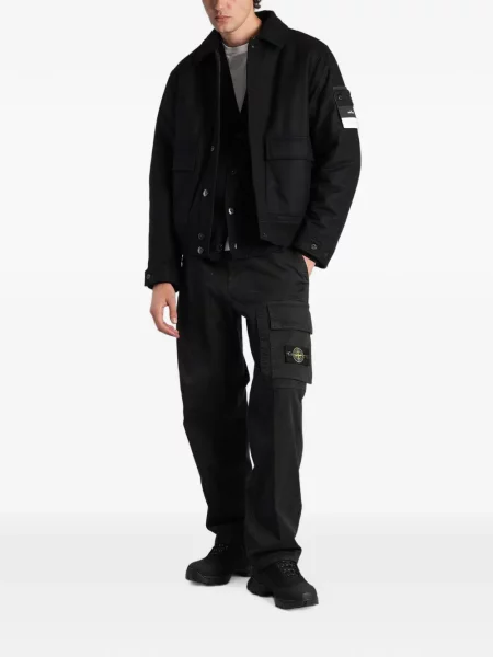 Geacă Stone Island de lână cu strasuri negru