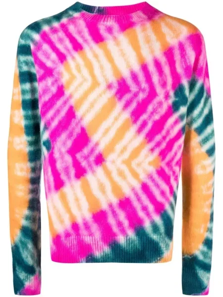 Cravată The Elder Statesman din cașmir tie dye roz