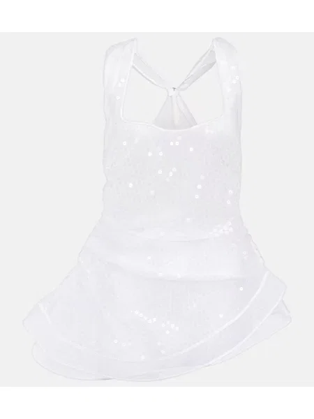 Top Jacquemus cu perle alb