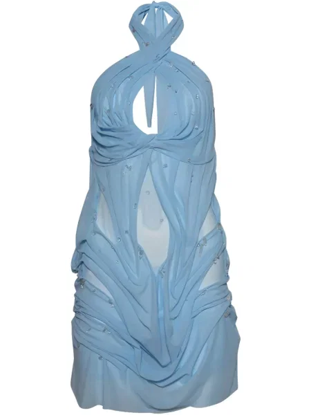 Mały sukienka mini Di Petsa drapowana garniturowa niebieska