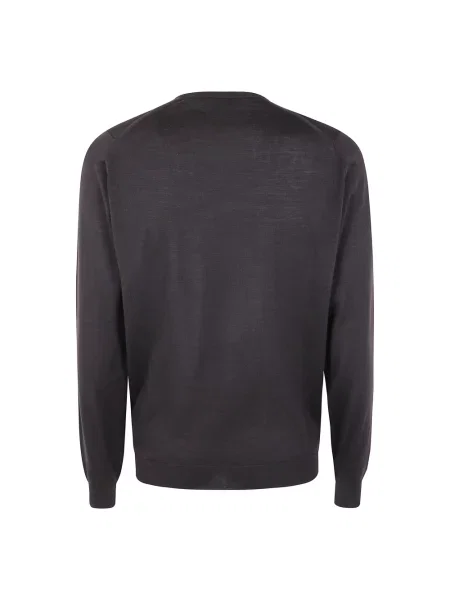 Sweter John Smedley z okrągłym dekoltem brązowy