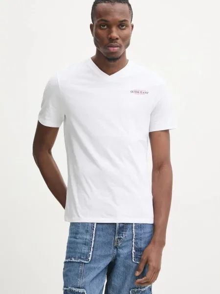 Guess Jeans t-shirt z nadrukiem biały