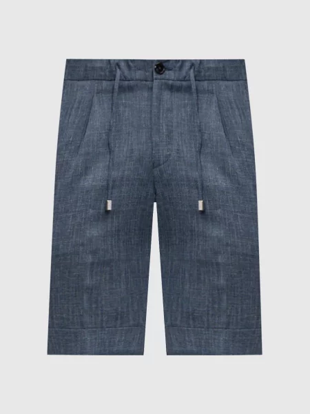 Шорти з вовни шовку та льону Enrico Mandelli сині