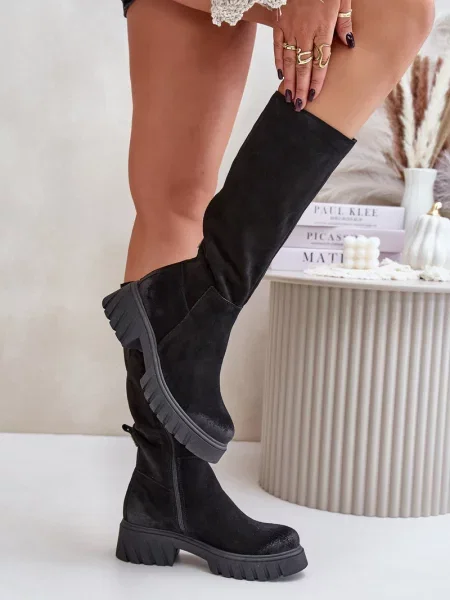 Cizme Kesi din piele de căprioară negru