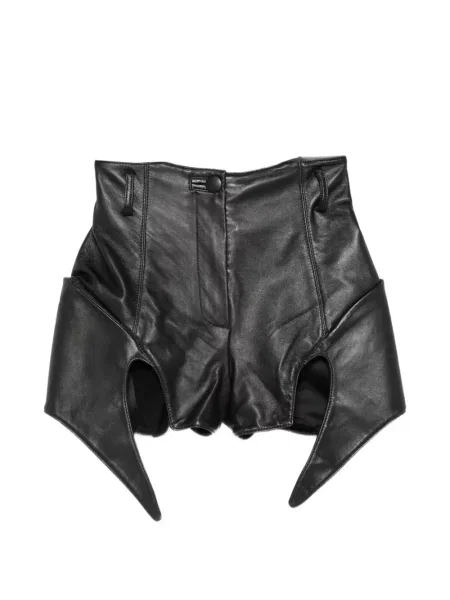 Pantaloni scurți Mitiliane Couture din piele negru