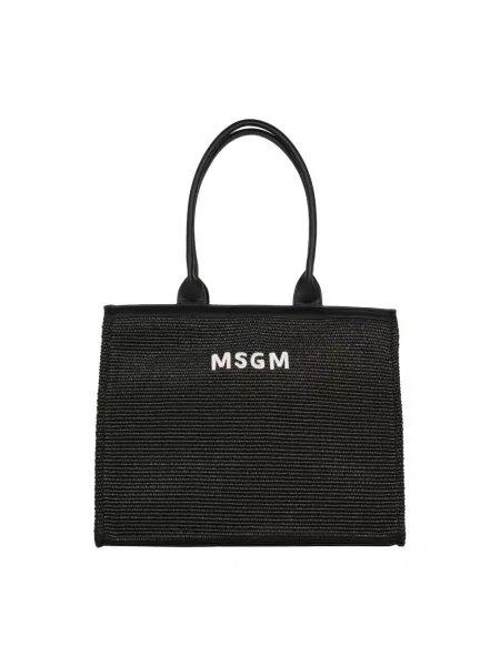 Lniana torebka Msgm czarna