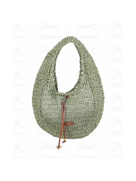 Lniana torebka hobo Gianni Chiarini zielona