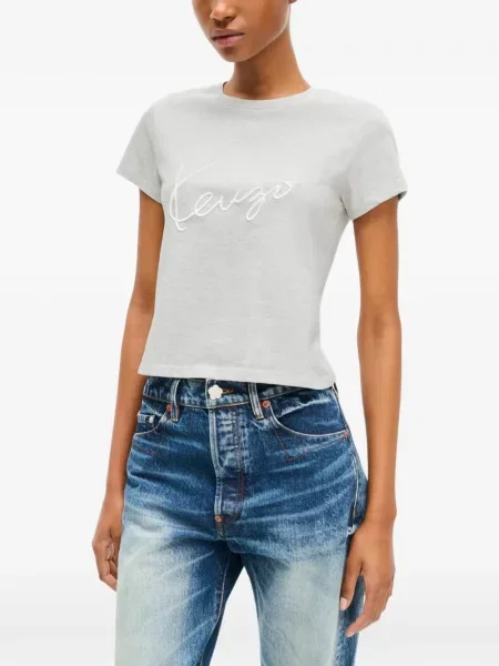 Tricou Kenzo cu broderie gri