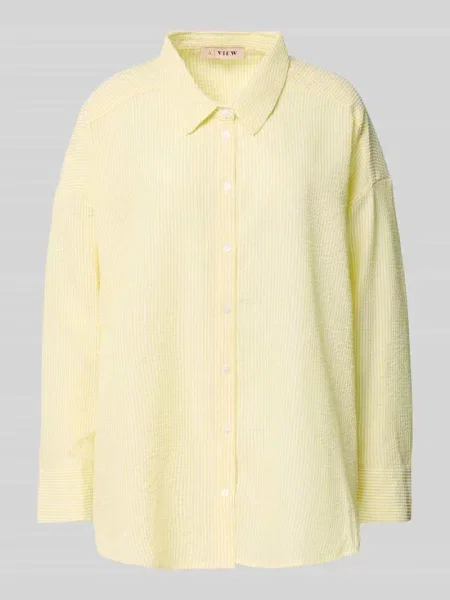Bluzka koszulowa o kroju regular fit z listwą guzikową A-view żółta