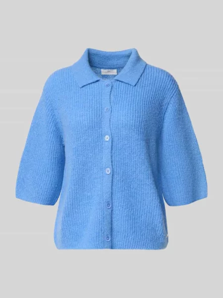 Kardigan z dzianiny z wykładanym kołnierzem Fynch-hatton niebieski