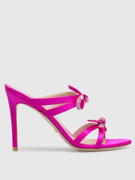 Атласні мюлі SW Bow з кристалами Swarovski Stuart Weitzman рожеві