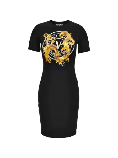 Rochie din denim Versace Jeans Couture de costum negru