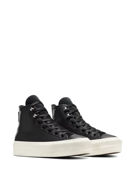 Кожени бягане маратонки Converse Chuck Taylor All Star на платформе бяло
