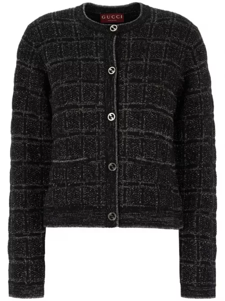 Cardigan Gucci în carouri din jacard negru