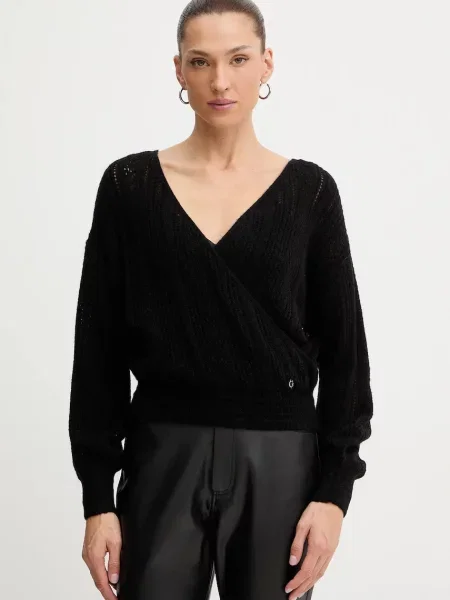 Guess pulover din amestec de lână IZABELLA negru