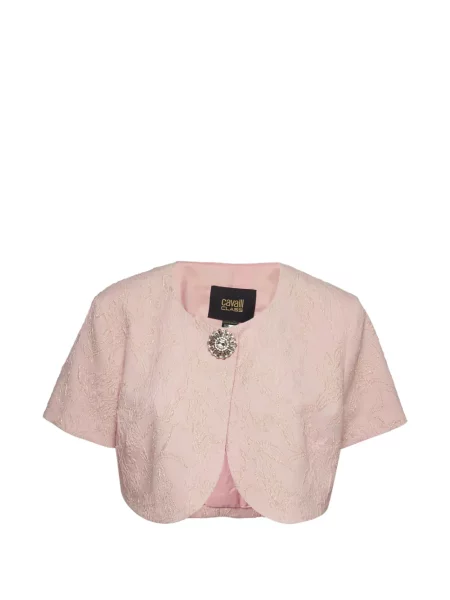 Decupat geacă Roberto Cavalli cu model floral din jacard roz