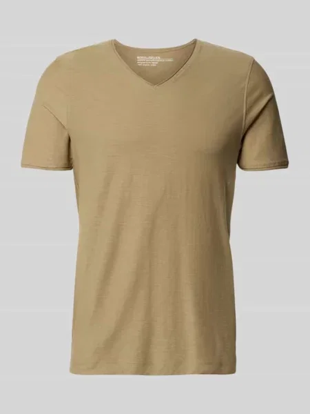 T-shirt z dekoltem w serek i zrolowanym brzegiem Mcneal brązowa