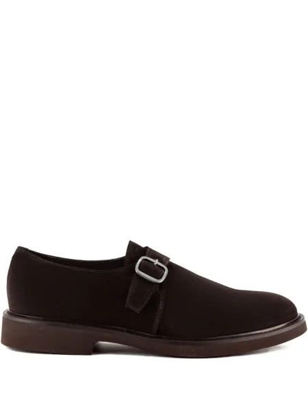Pantofi loafer Doucal's din piele de căprioară cu cataramă maro