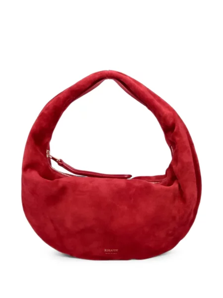 Geantă shopper Khaite din piele de căprioară roșu