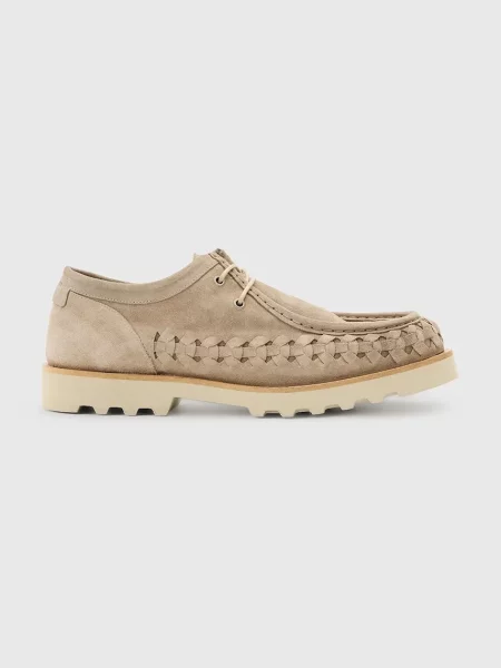 AllSaints pantofi de piele întoarsă Skiff Woven Shoe bej