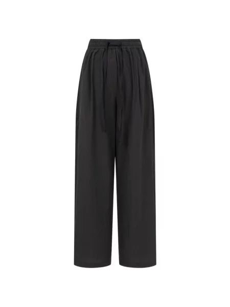 Pantaloni Tomboy în carouri cu cordon maro