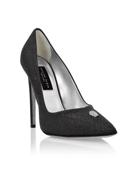 Czółenka Philipp Plein skórzana na szpilce czarna