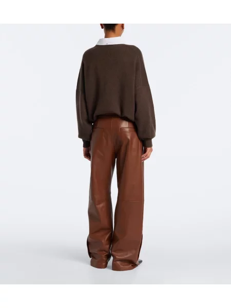 Pantaloni Sportmax din piele maro