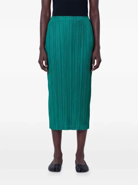 Fustă midi Pleats Please Issey Miyake verde