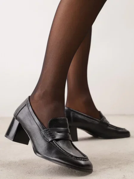 Pantofi VICES în stil mocasin cu gros și branț din piele naturală Ilati negri