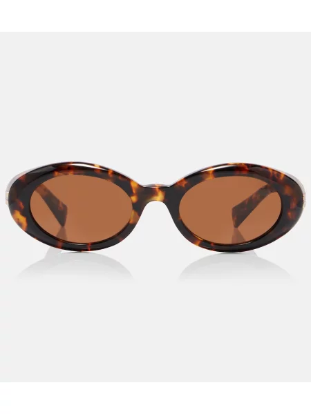 Ovalne sunčane naočale Miu Miu s autogramom smeđa