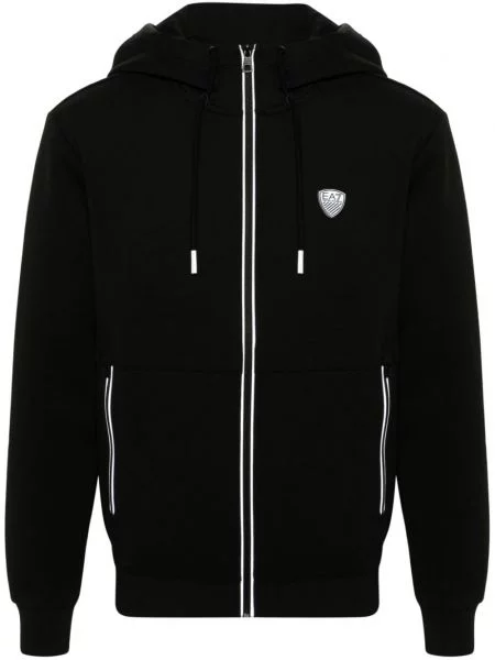 Hanorac cu glugă Ea7 Emporio Armani cu autograf negru