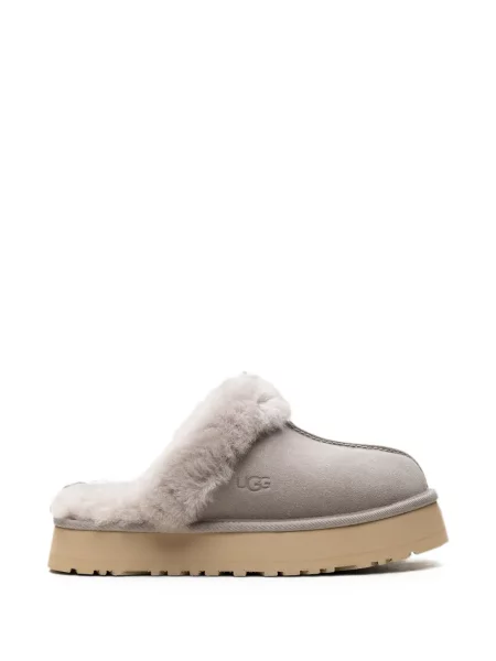 Papuci tip mules Ugg din piele de oaie gri