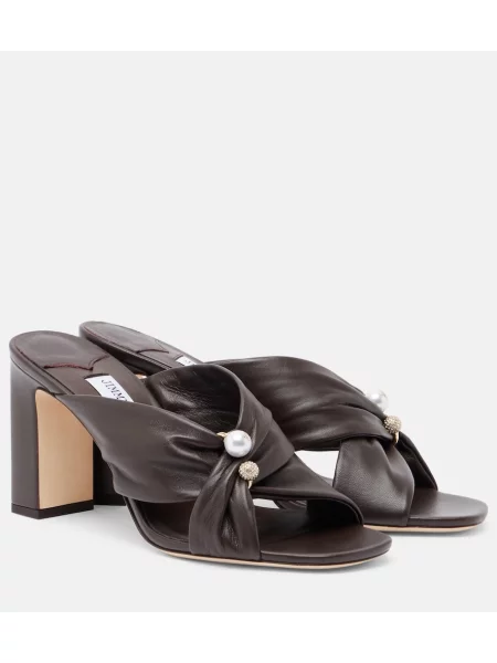Papuci tip mules Jimmy Choo din piele maro