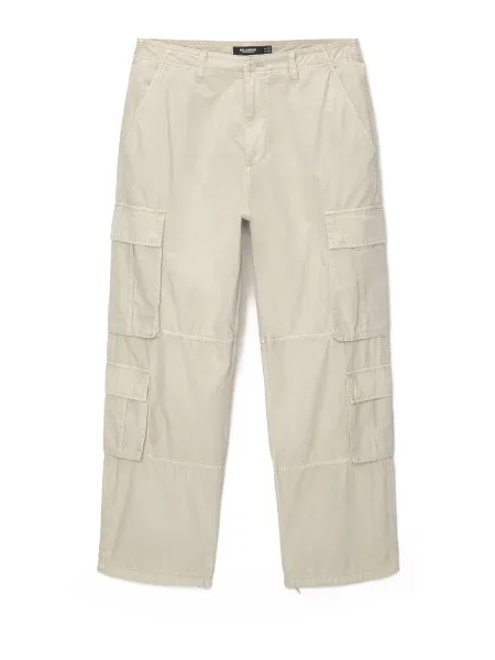 Pull&Bear Pantaloni cu murdar alb