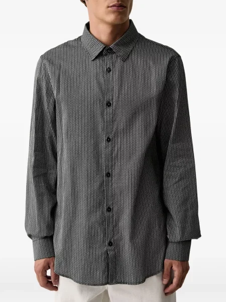 Lung cămașă Armani Exchange cu imagine negru