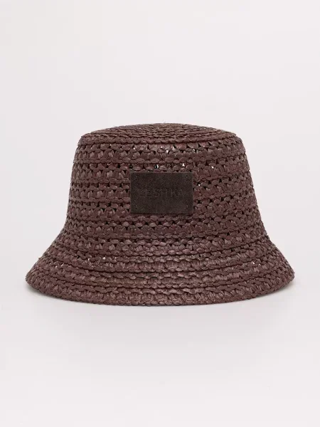 LE SH KA ψάθινο καπέλο Γυναικείο με Brown Bucket Hat καφέ