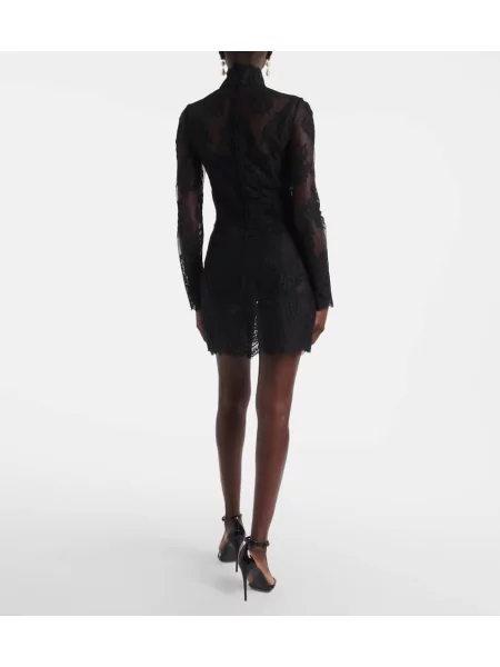 Kvetinové čipkované šaty Dolce&gabbana čierna
