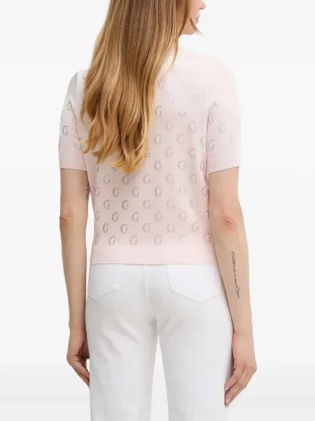 Scurt top Guess cu autograf roz