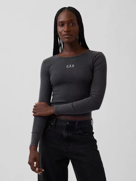 Tricou Gap cu nervuri cu autograf negru