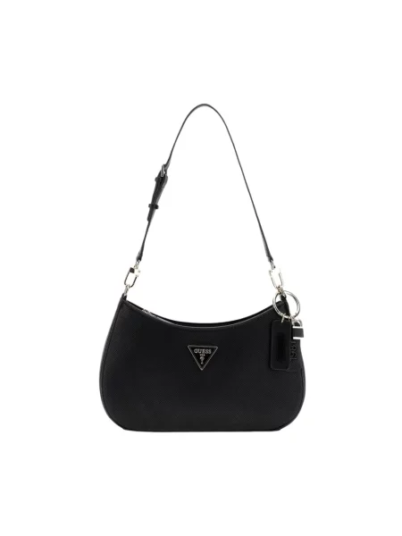 Lniana torebka Guess czarna