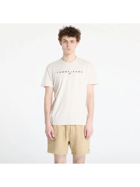 Póló Tommy Jeans Regular Linear Logo Tee Beige L bézs