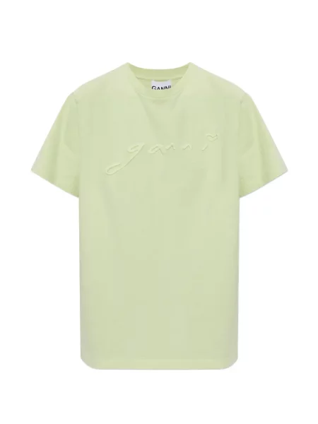 Tricou Ganni cu broderie verde