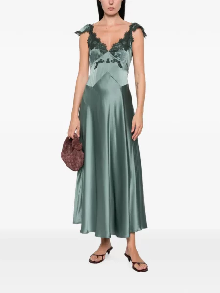Rochie midi Dôen din satin verde