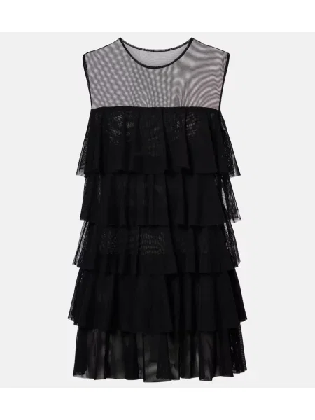 Obleka z volančki Norma Kamali z volani črna