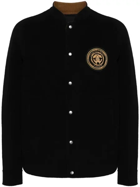 Geacă bomber Roberto Cavalli cu broderie de lână negru