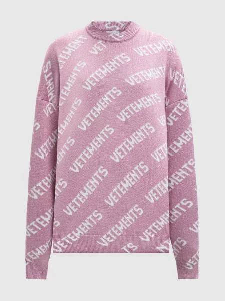 Светр з вовною з люрексом Vetements рожевий