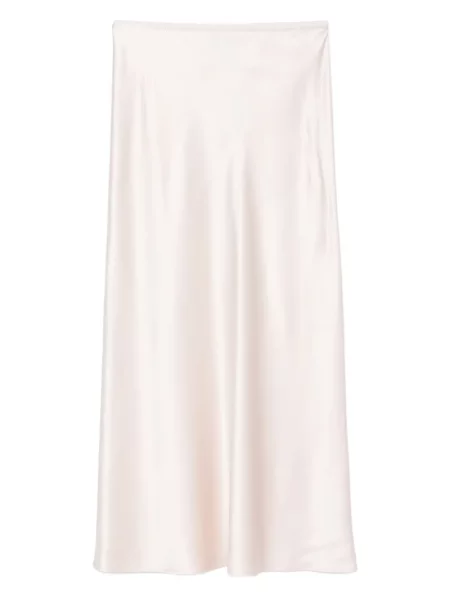 Fustă midi Joseph de mătase până la genunchi roz